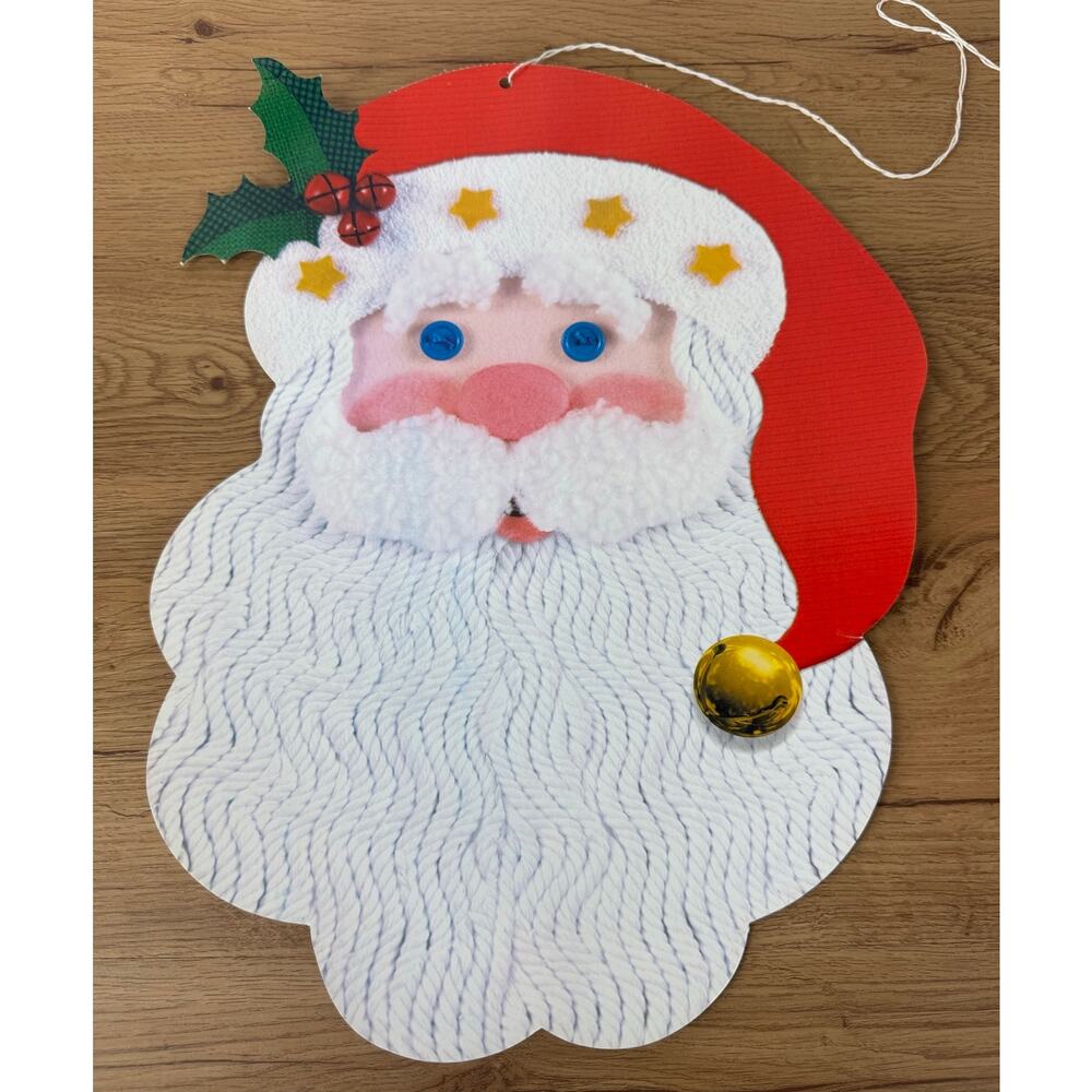 Vintage‎ Amscan Santa Head Die Cut Wall/Window Decoration